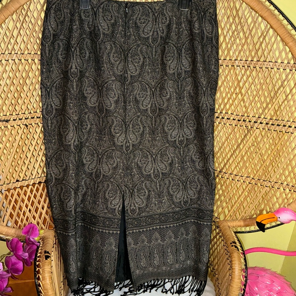Vintage Talbots Paisley Boho Wool Midi Skirt Size 18 - Picture 12 of 12